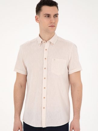 پیراهن آستین کوتاه مردانه بژ پیرکاردین