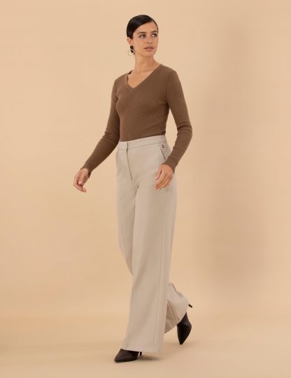 شلوار پارچه ای زنانه کرم پیرکاردین