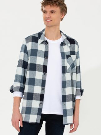 پیراهن مردانه آبی یو اس پولو