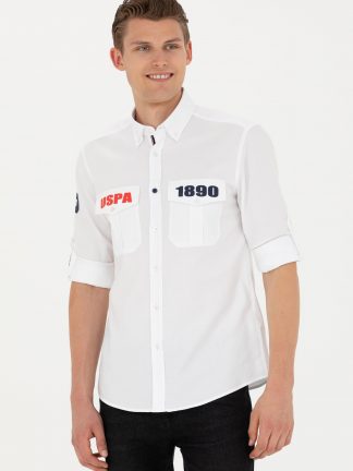 پیراهن مردانه سفید یو اس پولو