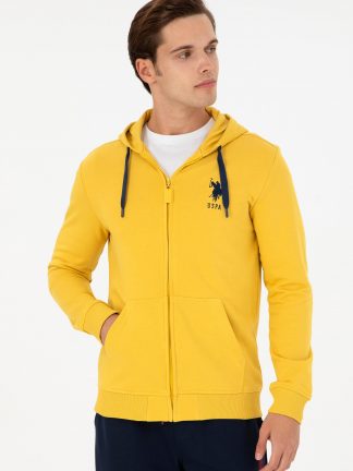 هودی مردانه زرد تیره یو اس پولو