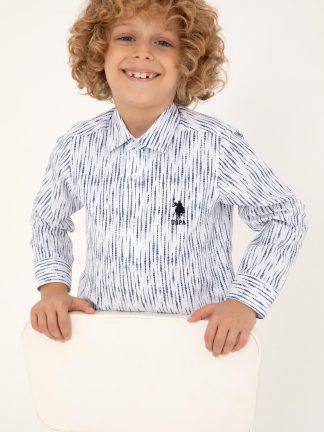 پیراهن پسرانه سفید یو اس پولو