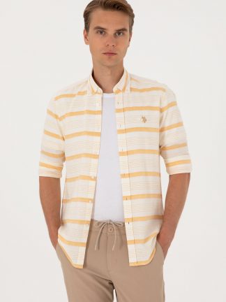 پیراهن مردانه خردلی یو اس پولو