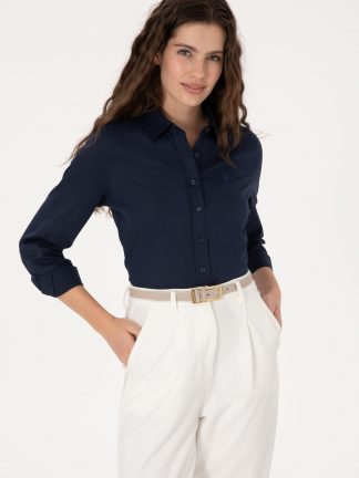 شومیز زنانه سرمه ای یو اس پولو