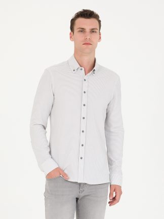 پیراهن مردانه خاکستری روشن پیرکاردین