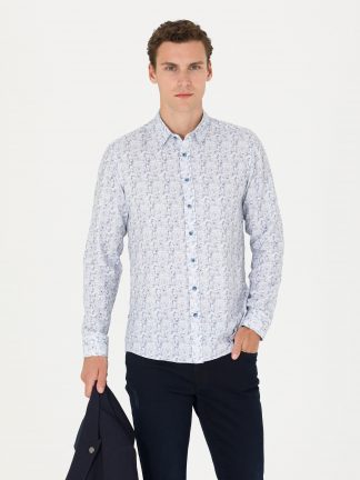 پیراهن مردانه آبی پیرکاردین