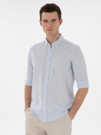 پیراهن مردانه آبی روشن پیرکاردین