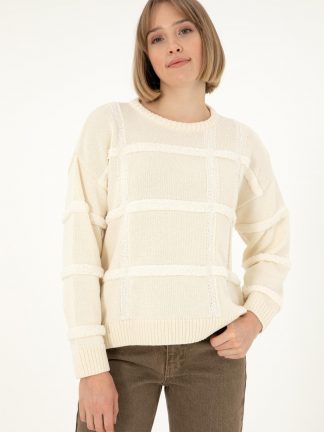 پلیور زنانه کرم یو اس پولو