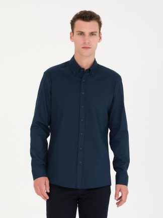 پیراهن مردانه سرمه ای پیرکاردین