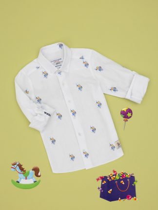 پیراهن پسرانه سفید یو اس پولو