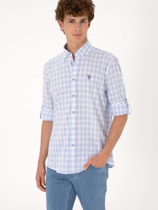 پیراهن مردانه آبی روشن یو اس پولو