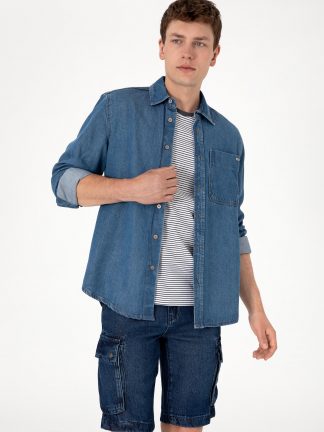 پیراهن مردانه آبی یو اس پولو