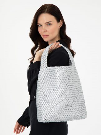 کیف دستی زنانه نقره ای پیرکاردین