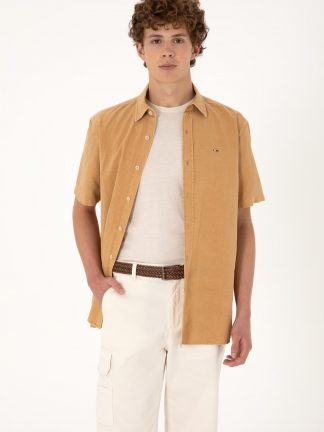 پیراهن آستین کوتاه مردانه شتری یو اس پولو