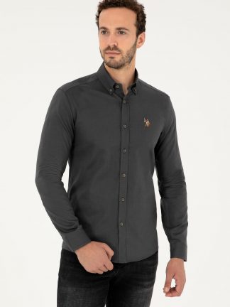 پیراهن مردانه خاکستری تیره یو اس پولو