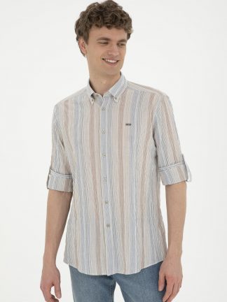 پیراهن مردانه آبی تیره یو اس پولو