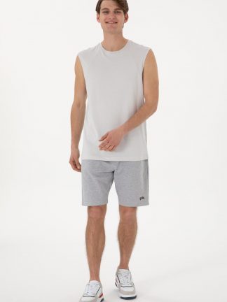 شلوارک مردانه خاکی ملانژ یو اس پولو