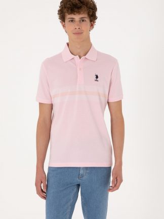 پولوشرت مردانه صورتی روشن یو اس پولو