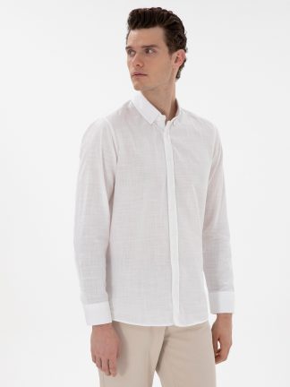 پیراهن مردانه سفید پیرکاردین