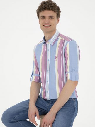 پیراهن مردانه آبی تیره یو اس پولو