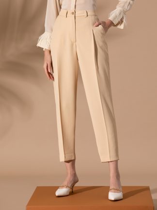 شلوار پارچه ای زنانه بژ پیرکاردین