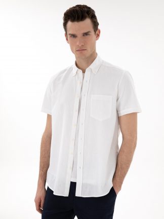 پیراهن آستین کوتاه مردانه سفید پیرکاردین