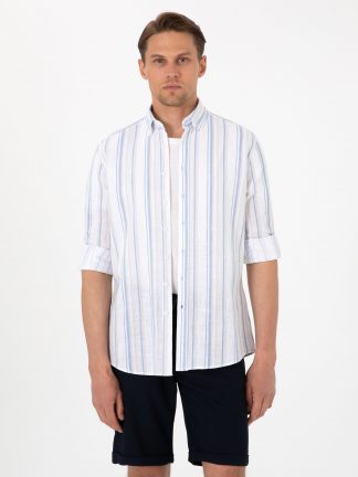 پیراهن مردانه آبی پیرکاردین