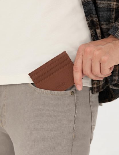کیف پول و کارت مردانه قهوه ای پیرکاردین