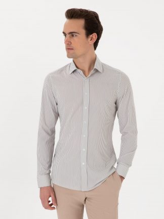 پیراهن مردانه خاکی روشن پیرکاردین