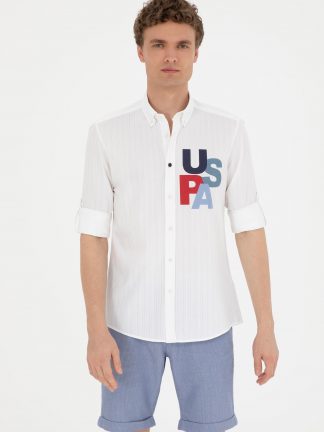 پیراهن مردانه سفید یو اس پولو