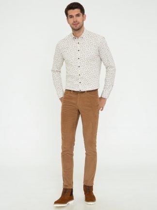 شلوار کتان مردانه قهوه ای پیرکاردین