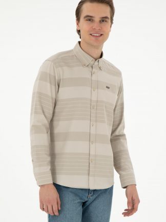 پیراهن مردانه خاکی روشن یو اس پولو