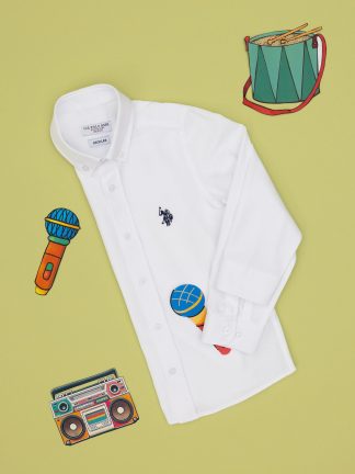 پیراهن پسرانه سفید یو اس پولو