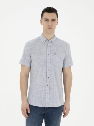 پیراهن آستین کوتاه مردانه سرمه ای پیرکاردین