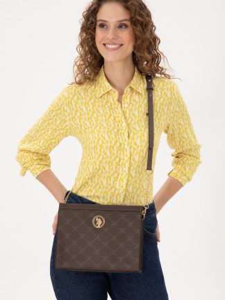 کیف دوشی زنانه قهوه ای یو اس پولو