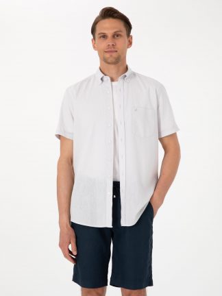 پیراهن آستین کوتاه مردانه طوسی پیرکاردین