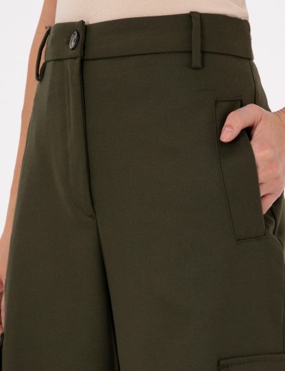 شلوار پارچه ای زنانه خاکی روشن پیرکاردین