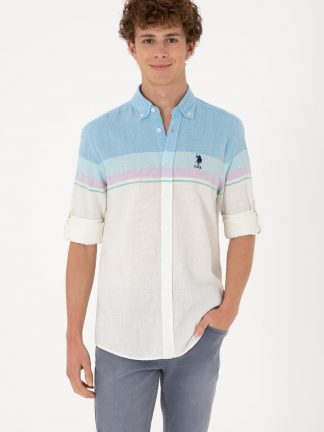 پیراهن مردانه آبی یو اس پولو