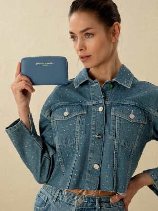 کیف پول زنانه آبی پیرکاردین