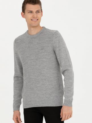 پلیور مردانه خاکی ملانژ یو اس پولو