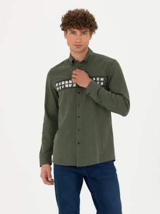 پیراهن مردانه خاکی روشن پیرکاردین