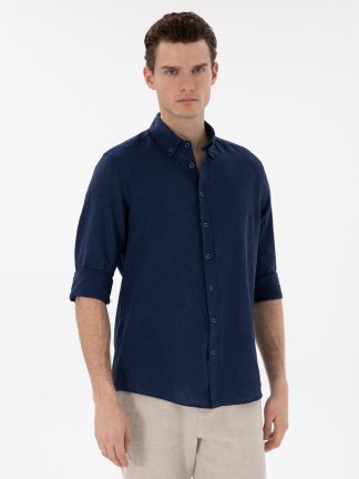 پیراهن مردانه سرمه ای پیرکاردین