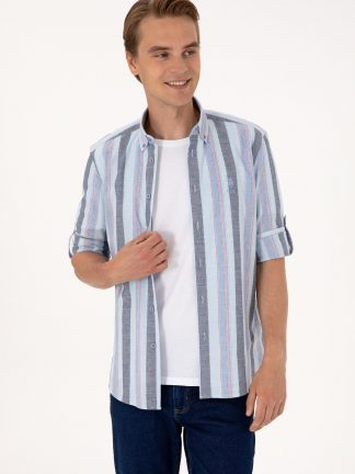 پیراهن مردانه آبی روشن یو اس پولو