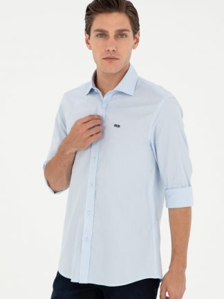 پیراهن مردانه آبی روشن یو اس پولو