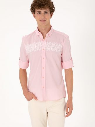 پیراهن مردانه صورتی روشن یو اس پولو