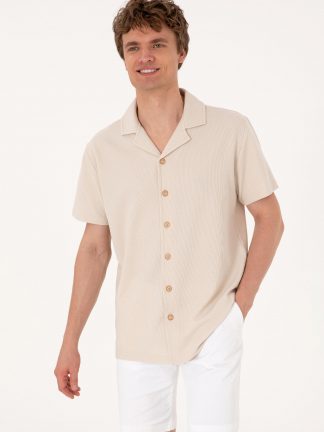 پیراهن آستین کوتاه مردانه طوسی یو اس پولو