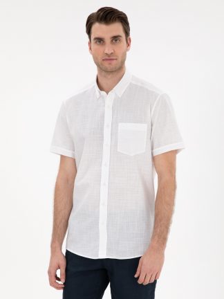 پیراهن آستین کوتاه مردانه سفید پیرکاردین