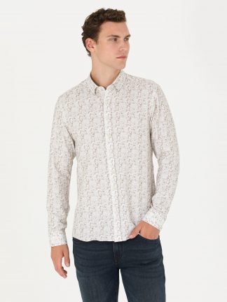 پیراهن مردانه خاکی روشن پیرکاردین