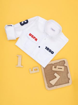 پیراهن پسرانه سفید یو اس پولو