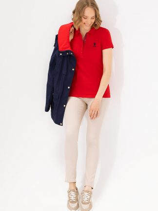 تیشرت زنانه قرمز یو اس پولو